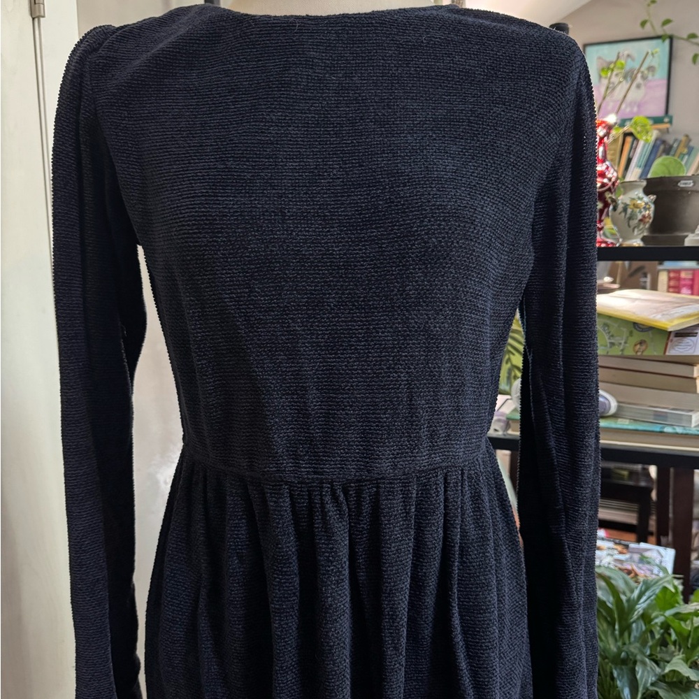 J. Jill Black Long-Sleeve Textured Knit Dress